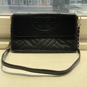 Tory Burch Black Alexa Quilted Convertible Clutch